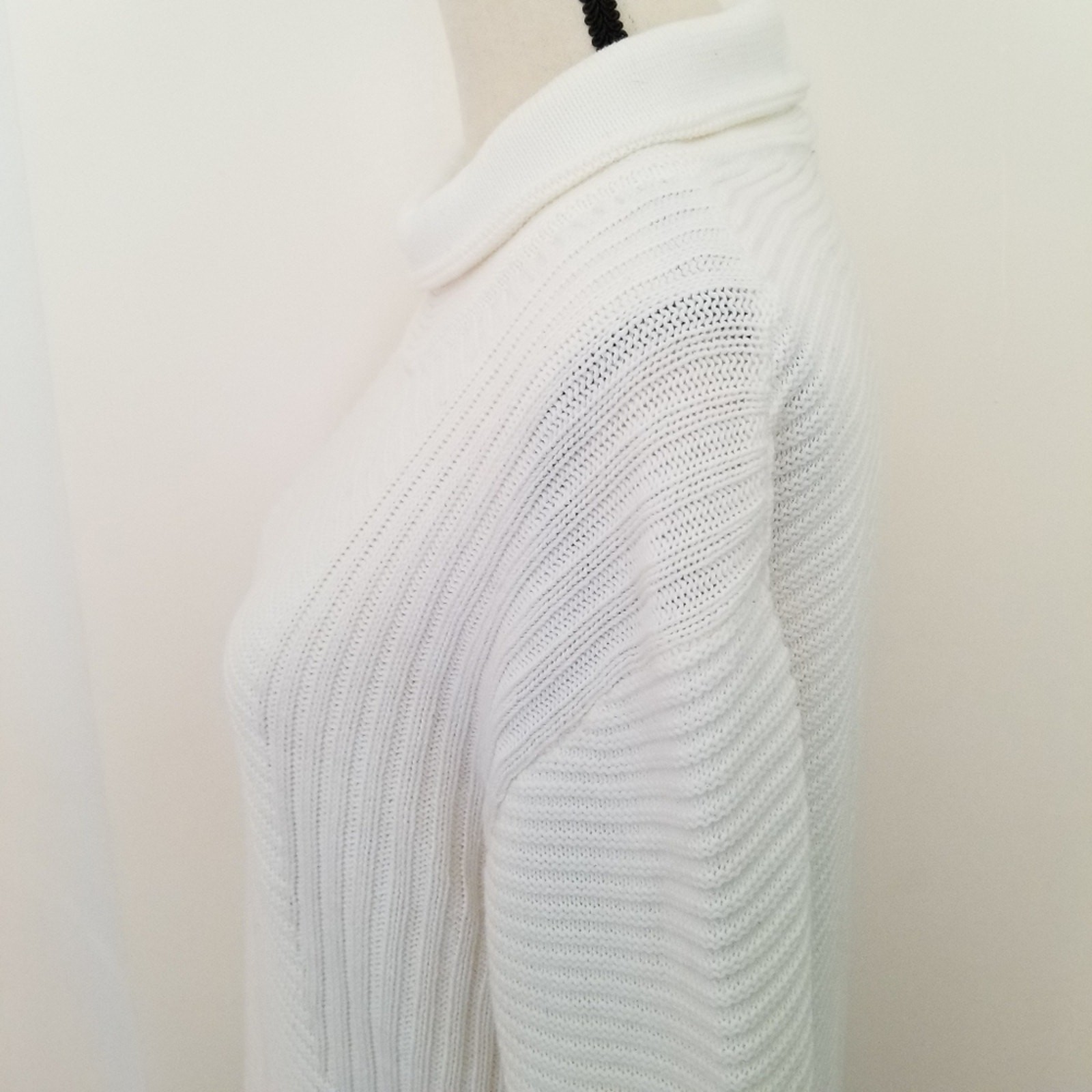 Vince Camuto White Sweater Women’s XS Cable Ribbed Mock Turtleneck Cotton Blend image 7