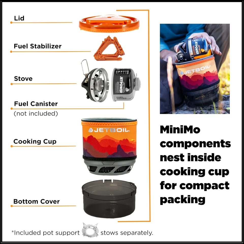 Jetboil MiniMo Portable Stove Sunset Cooking System for Camping and Backpacking - Image 4 of 4