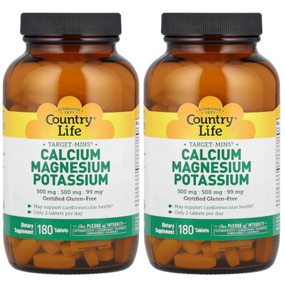 Country Life Target-Mins   Calcium Magnesium Potassium 180 Tabs (Pack of 2)