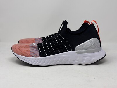 Nike React Phantom Run Flyknit 2 Black White Orange DQ7647-001 Size 12 Men's