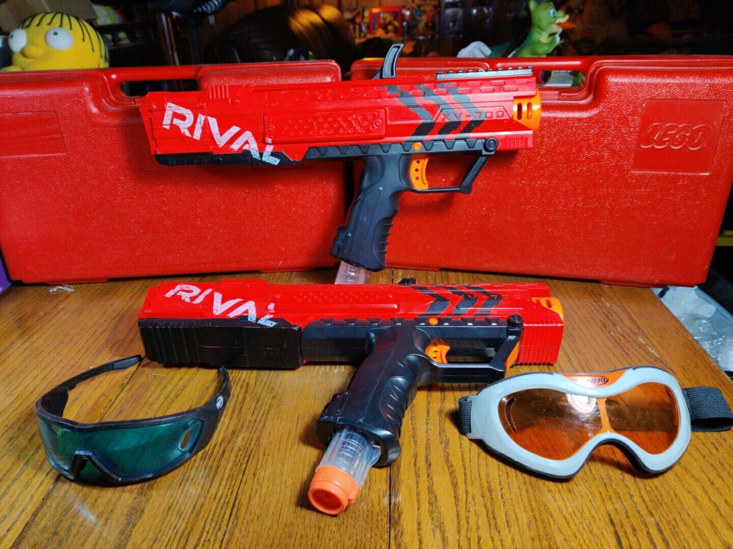 Lot Of 2 Bundle NERF Rival Apollo XV-700 Blaster Red 2 Goggles Tested