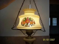 Hanging Swag Vintage GWTW Colonial Amber Brown Window Floral Ceiling Fixture