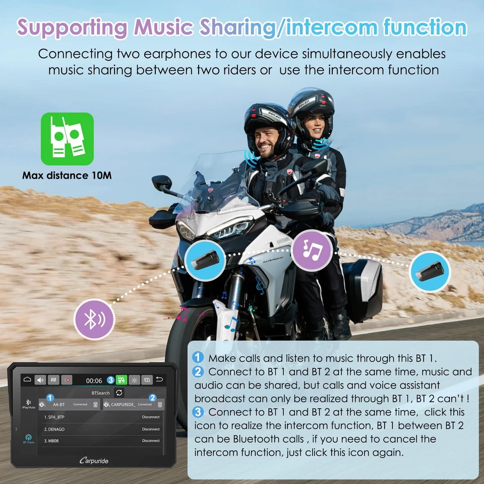 Carpuride W702S Pro Moto Carplay Screen BM05 Mount Wireless Android Auto TPMS - Image 4 of 4