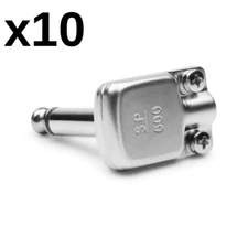 10 Pack - Squareplug SP600 Right Angle TS Pancake Plug, Nickel