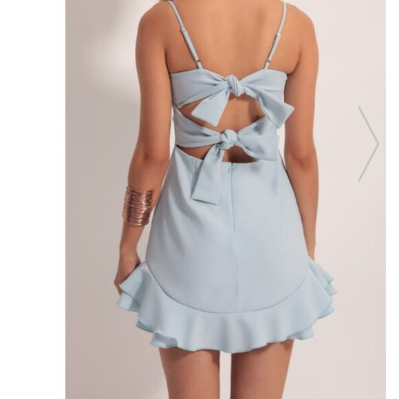 aubrey ruffle dress in light blue I've Got Sunshine Ruffle Strap Mini Dress Baby Blue