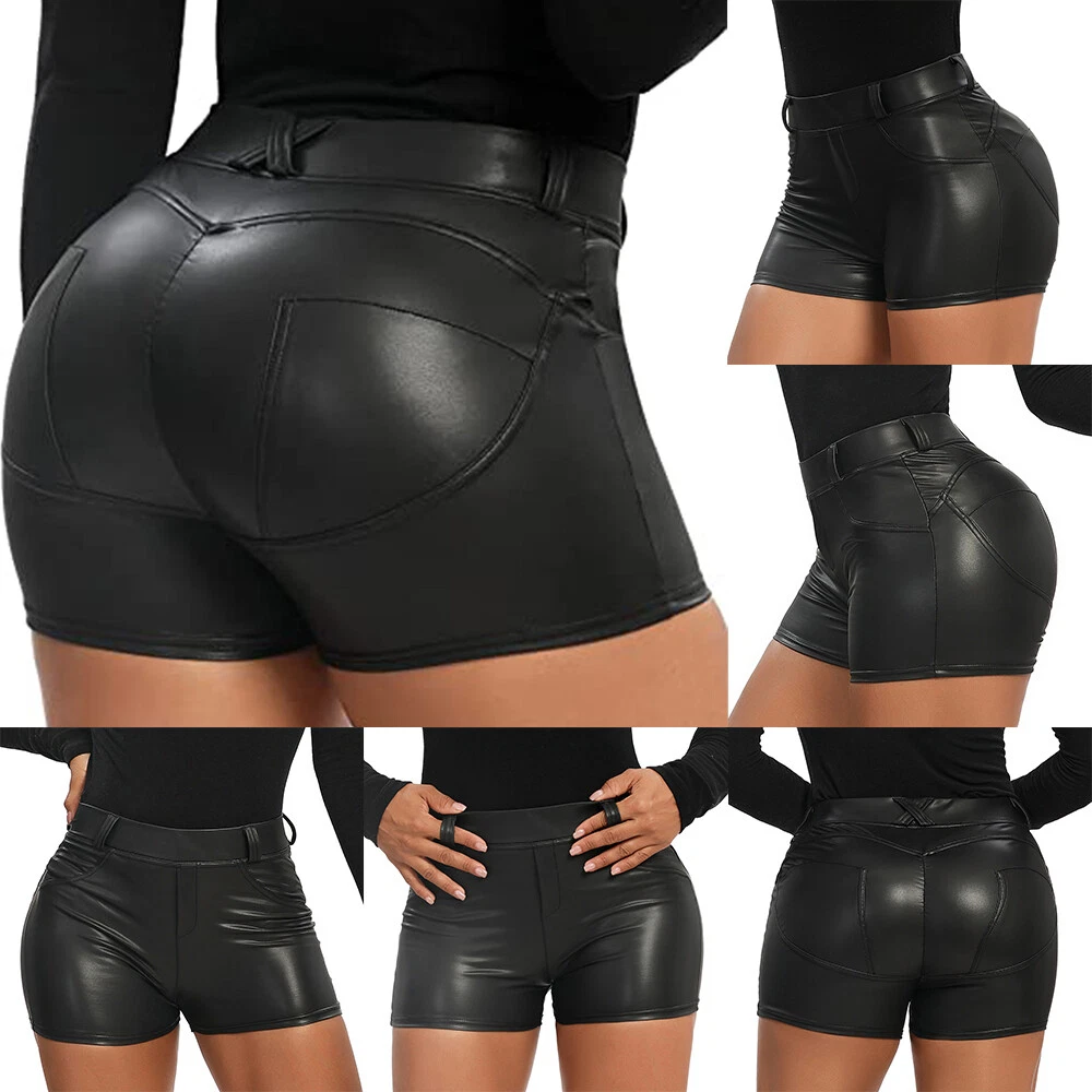 GORGLITTER Damen Shorts Lederoptik - Hohe Taille Mit Reißverschluss & Taschen