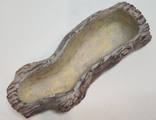 Faux Log Stoneware Planter Matte Distressed Wood Grain Log 12x5x2.5 Succulents