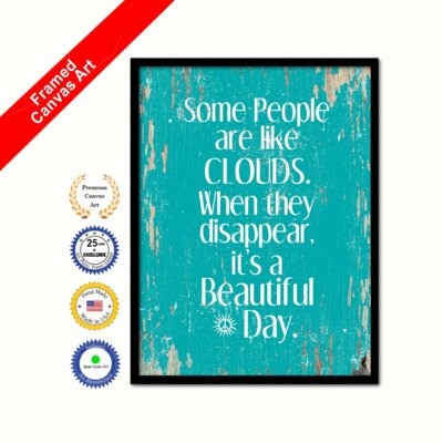Some People Like Clouds When They Disappear Canvas Aqua Quote Office Wall Print