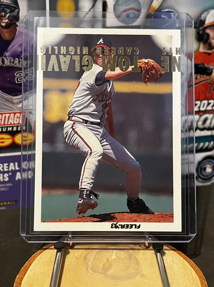 Fleer Tom Glavine 1993 aspectos destacados de la carrera #6 030522bb (tarjeta de error extremadamente rara) Foto 2 de 4