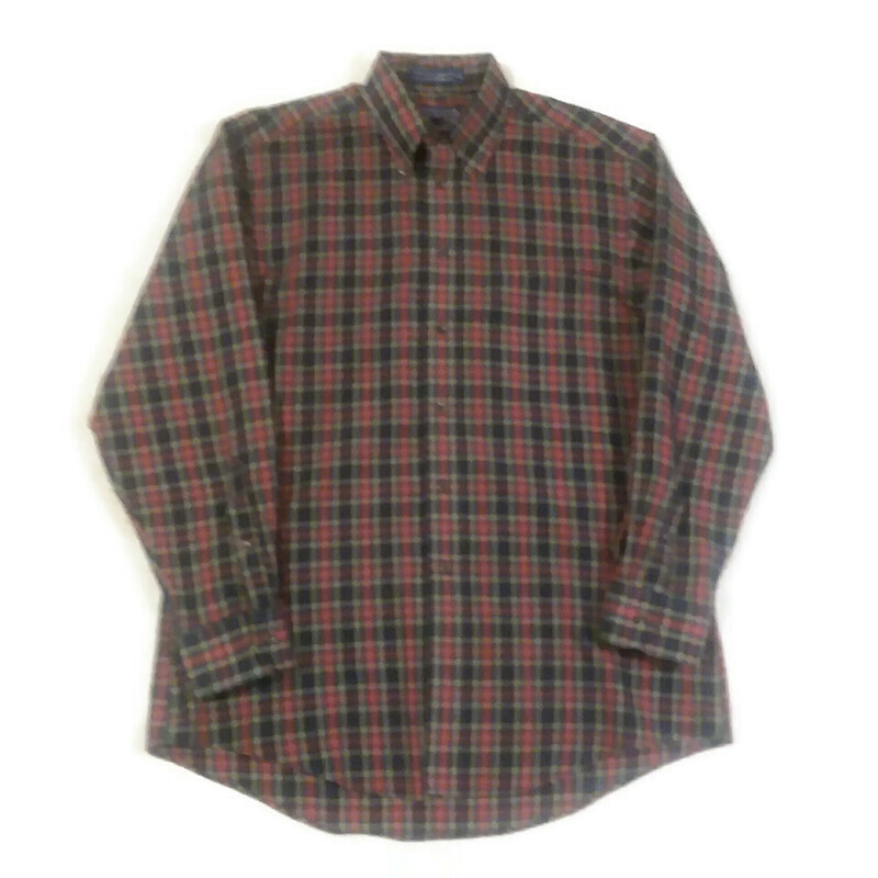 Camicia Savile Fila Bottoni Larga Uomo Taglia 15 1 2 32 33 LS Tasca Plaid