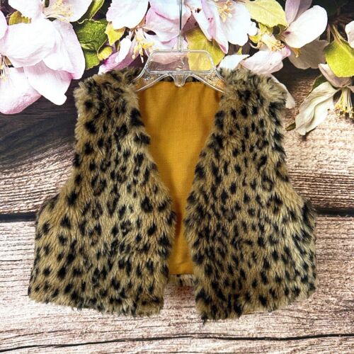 Toddler Girls Acrylic Leopard Print Faux Fur Open Cardigan Outerwear 3T - Picture 1 of 7