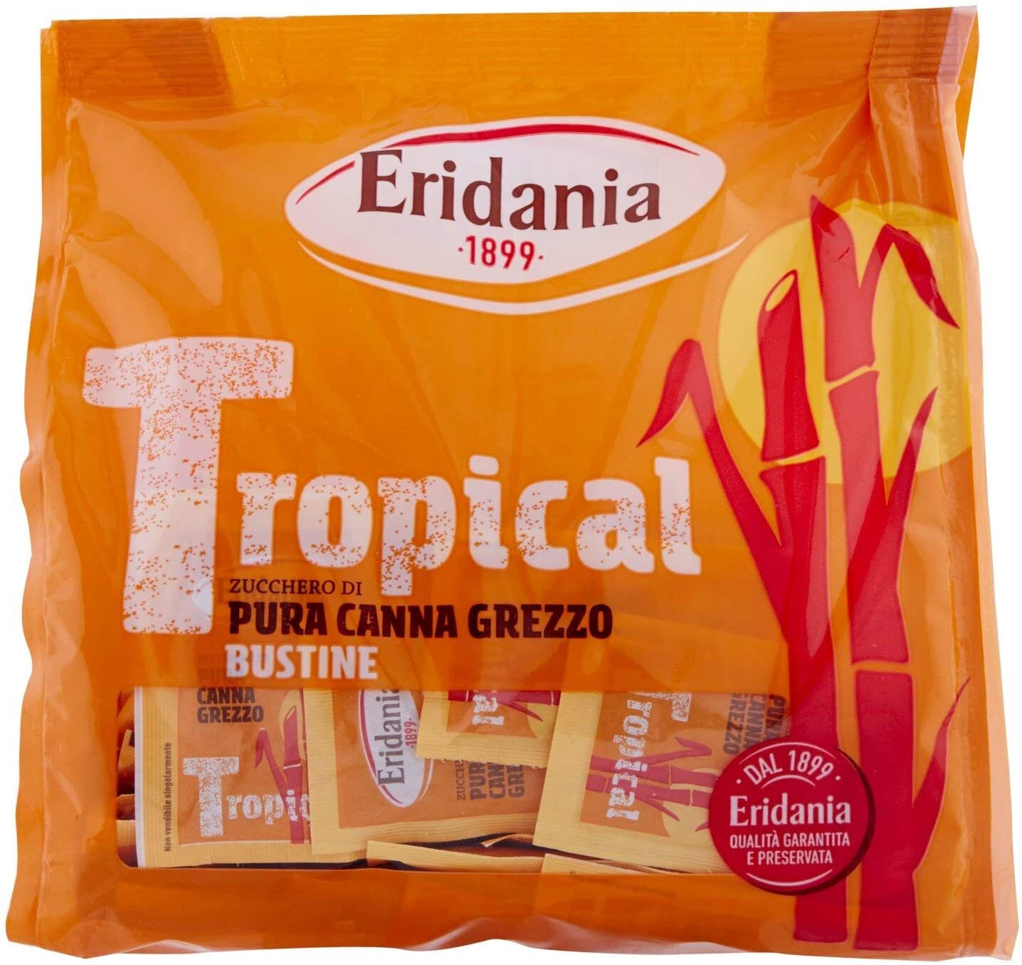 Eridania Tropical Zucchero in Bustine Monodose di Pura Canna, Confezione da 500g