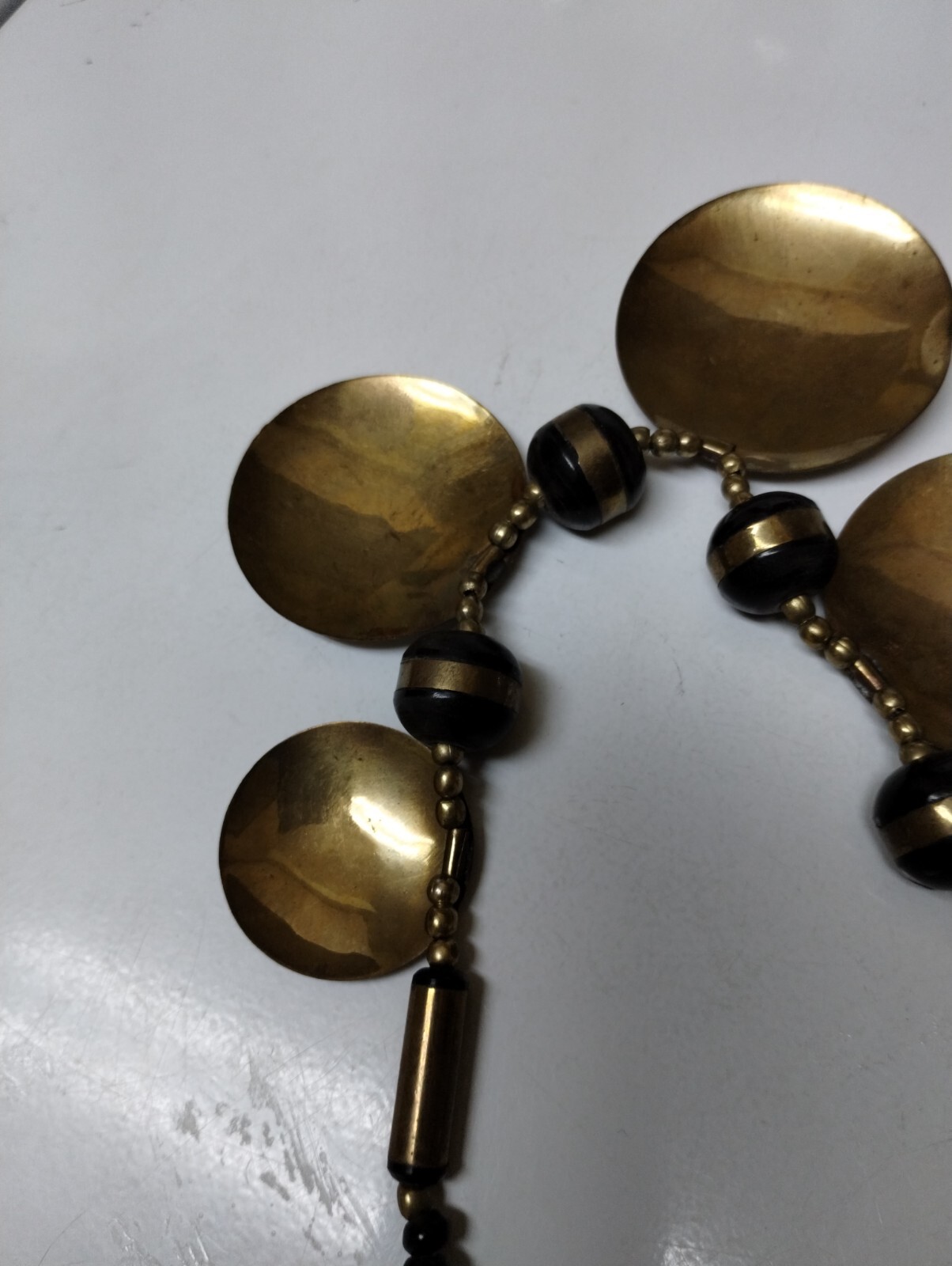 Brass & Copper Circle Statement Necklace Woven Bo… - image 14