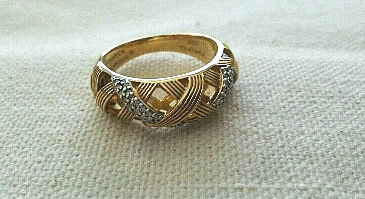 Stephen Dweck Sterling Silver w Gold Overlay Diamond ring size 7