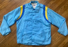 60s Coaches Jacket.baby Blue with stripes .XL