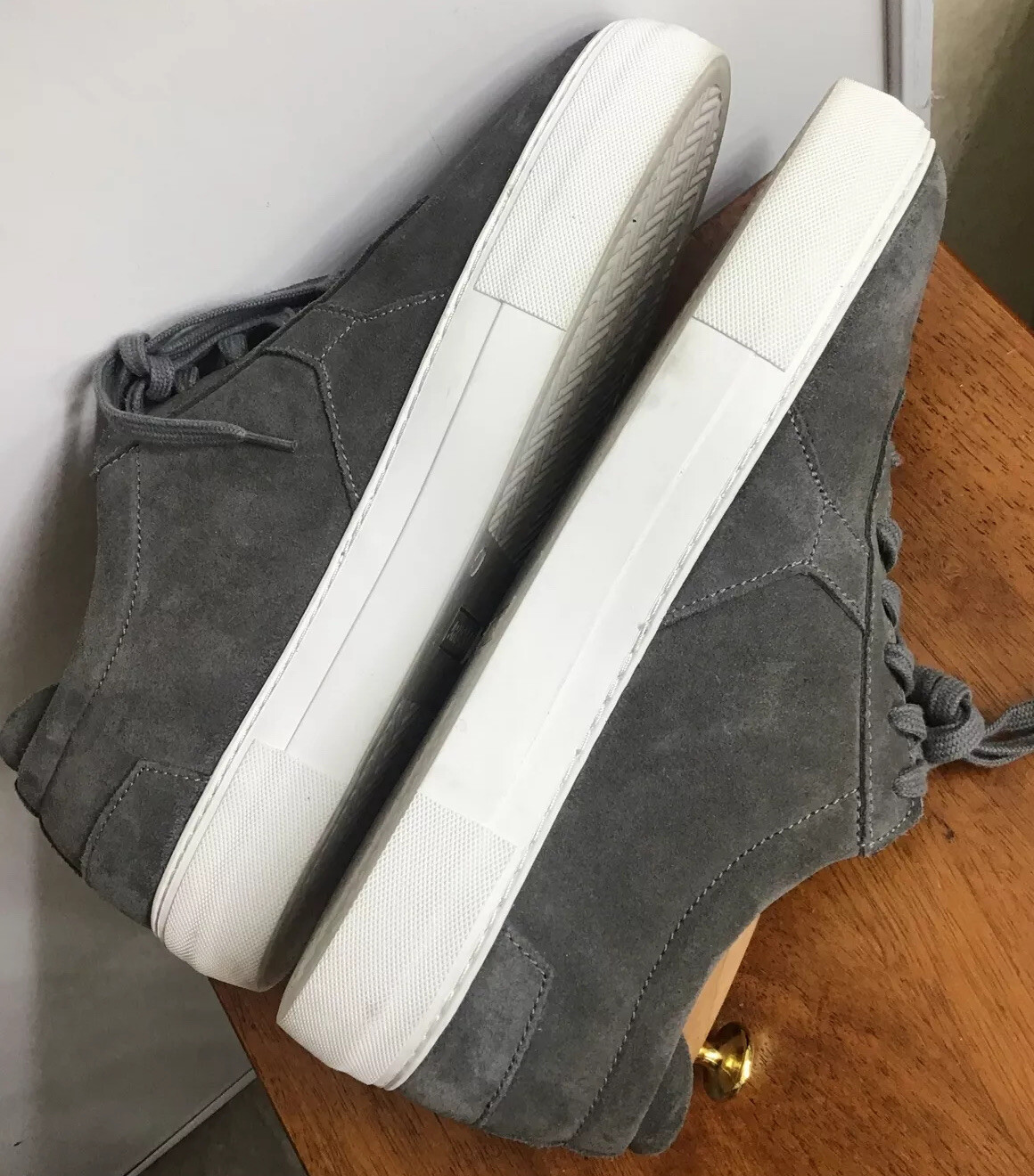 Axel Arigato Clean 90 Dark Gray Suede Low Top Sneaker White Sole Size 13 image 5