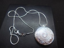 Silver Round 30mm Photo Locket Pendant Necklace Stamped 925