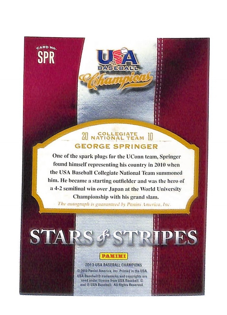 George Springer 2013 Panini USA Champions Stars Stripes Signatures