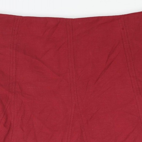 Marks & Spencer Womens Red Lyocell Blend A-Line Skirt Size 16 - Afbeelding 3 van 10