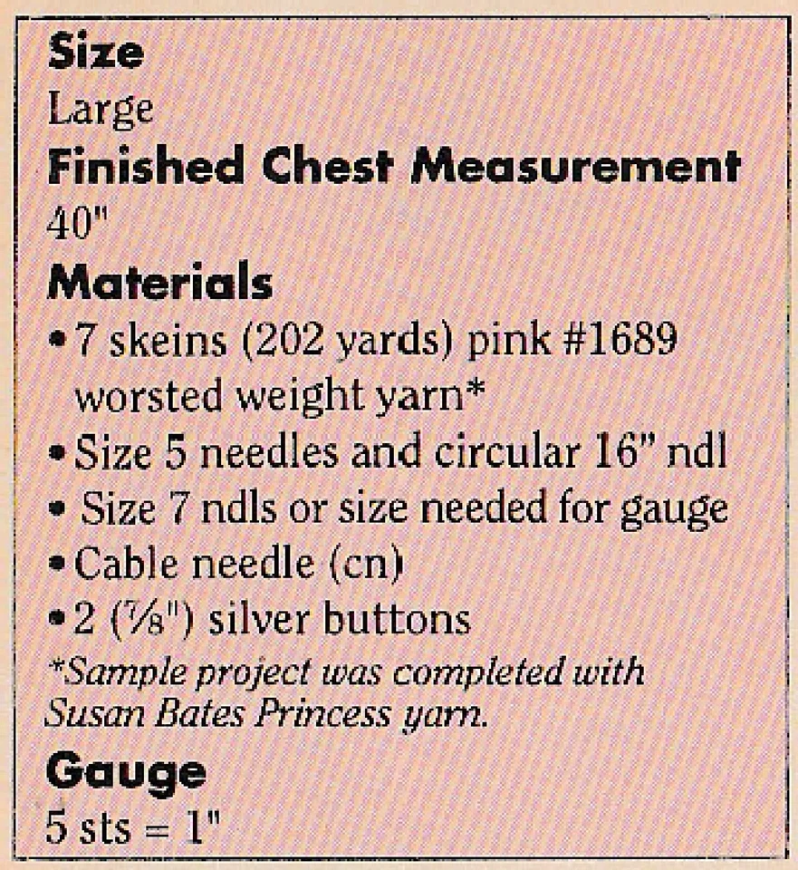 Cables Sweater with Collar - Large - Worsted weight yarn - KNITTING PATTERN ONLY - Image 3 of 3