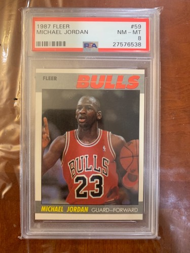 1987 Fleer #59 Michael Jordan Chicago Bulls HOF - New Label - PSA 8 NM - MT - Picture 1 of 3
