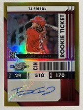 TJ Friedl 2022 Panini Contenders Optic Rookie Auto Gold Prizm 05/10 Reds