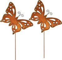 Gartenstecker Schmetterling Metall Rostig Deko FüR Garten Terrasse Balkon 2Er