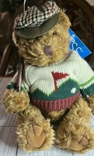 Russ Berrie Knickers Golfing Teddy Bear Plush Stuffed Animal with Golf Club 12"