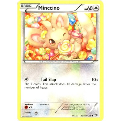 Pokemon TCG RC18/25 Minccino Common Legendary Treasures (LTR) Black & White