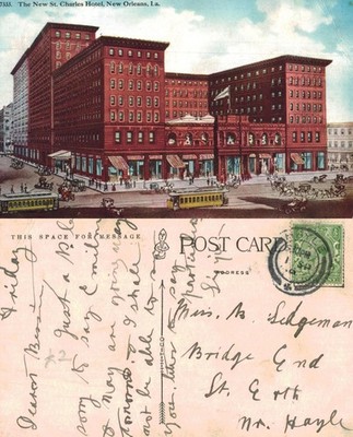 Vintage Postkarte - New Orleans - The New St. Charles Hotel - USA - VERSCHICKT