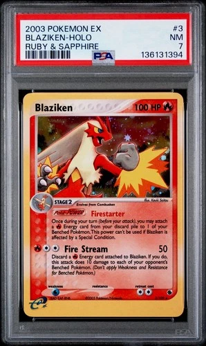 PSA 7 Blaziken Holo #3 EX Ruby & Sapphire Pokemon 2003 New Cert