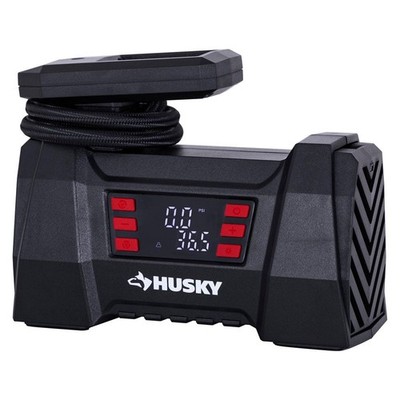 Husky 12-Volt DC Portable Air Compressor Pump with Digital Gauge, LED Light