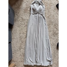 Azazie gray evening bridesmaid dress racerback maxi euc 0