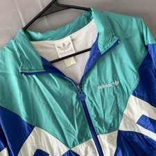 Vintage Adidas Adult Vintage XL Blue/Teal 80s 90s Windbreaker Full Zip Trefoil