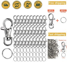 Versatile 60PCS Keychain Making Set - Silver Clips  Rings for Jewelry Projects