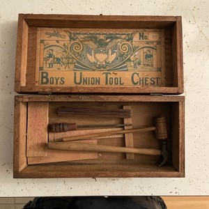 Antique Wooden Bliss Union Tool Chest For Boys Early 1920s
