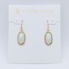 New Kendra Scott Lee Gold Drop Earrings In White Opal