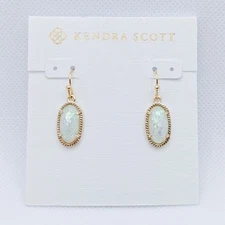 New Kendra Scott Lee Gold Drop Earrings In White Opal