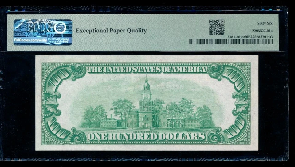 AC 1928A $100 Kansas City FRN PMG 66 EPQ Fr 2151-J top pop 6/0 - Image 2 of 2