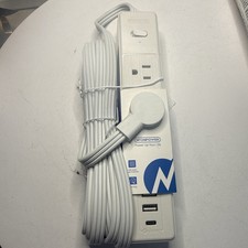 Ntonpower Surge Protector Power Strip with USB 15 Ft Flat Cord White