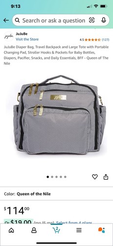 JUJUBE JU JU BE BABY CONVERTIBLE DIAPER BAG SHOULDER BAG BLACK HERRINGBONE NWOT - Picture 12 of 12