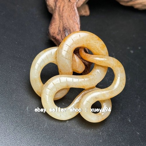 Chinese Antique Tang Dynasty Hetian Ancient Jade Carved Snake Jade Pendants - Picture 4 of 9