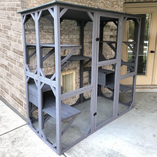 Catio Outdoor Cat Enclosure with 7 Platforms, 2 Resting Boxes, Large Window Cat