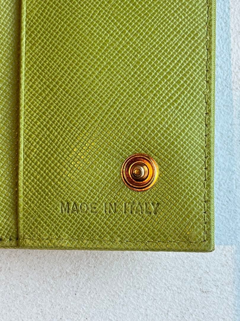 PRADA Nylon 6 Key Hooks Case Green Gold Triangle Logo Plate 13x6cm Brand New thumbnail 5