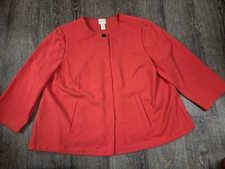 Chico's Orange/Salmon Light Jacket Collar-less Size 2 Large 12/14