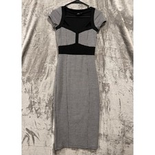 ASOS Dress Size 2 Sheath Bodycon Midi Dress Short Sleeve Gingham Pattern Career