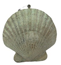 Glitter Scallop Shell Coastal Beach Christmas Ornament Resin Unbranded 4  