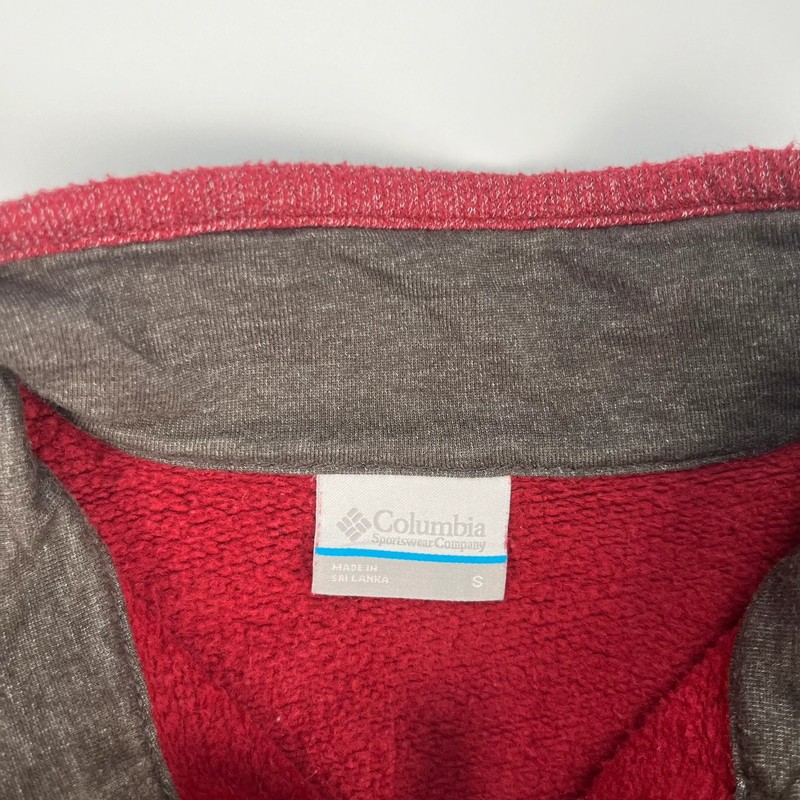 Columbia Sweatshirt 1/4 Zip Fleece Jumper Mens Small Red Thermal Pullover image 5