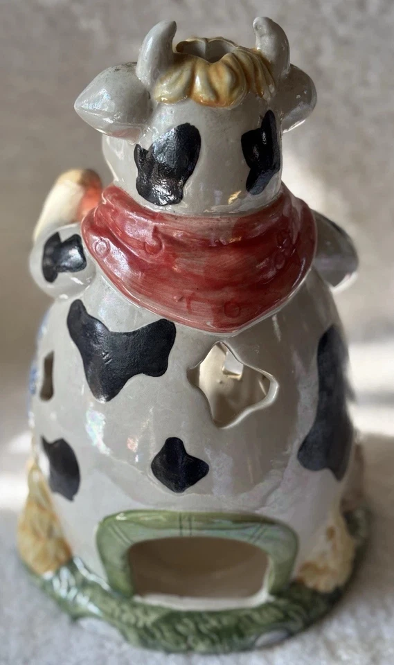 De colección-Cottage Vaca y Luminaria Granja 9.75" Cerámica Luz de Té Vela Casa Foto 2 de 3