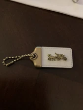 Coach 1941 Brass And Beige Leather Hangtag, Preowned 